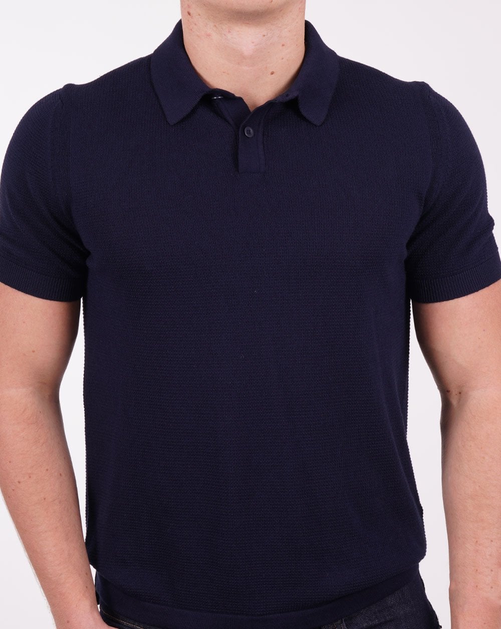 Benetton Knitted Polo Shirt Navy