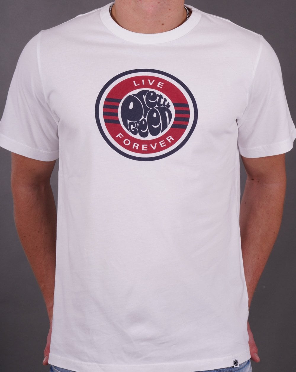 Pretty Green Live Forever Logo T-shirt White