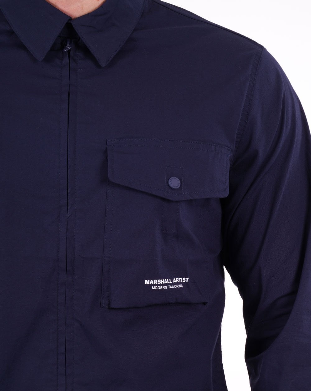 Marshall Artist Gaberdine Zip Overshirt Navy