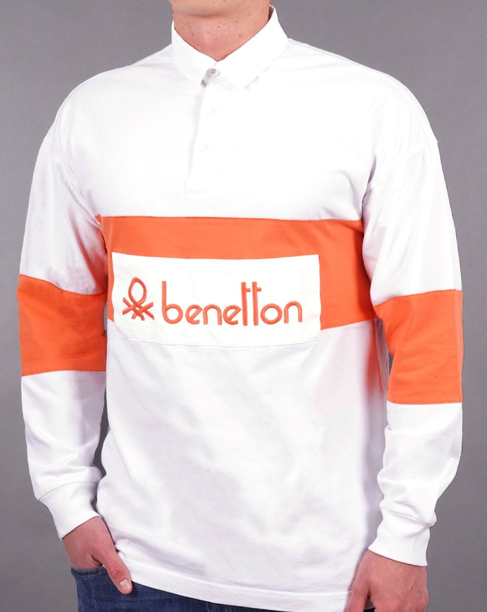 Benetton Rugby Shirt White/Orange