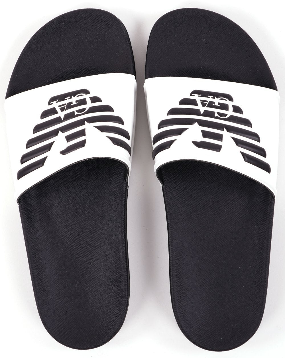 Emporio Armani Eagle Logo Sliders White/Black