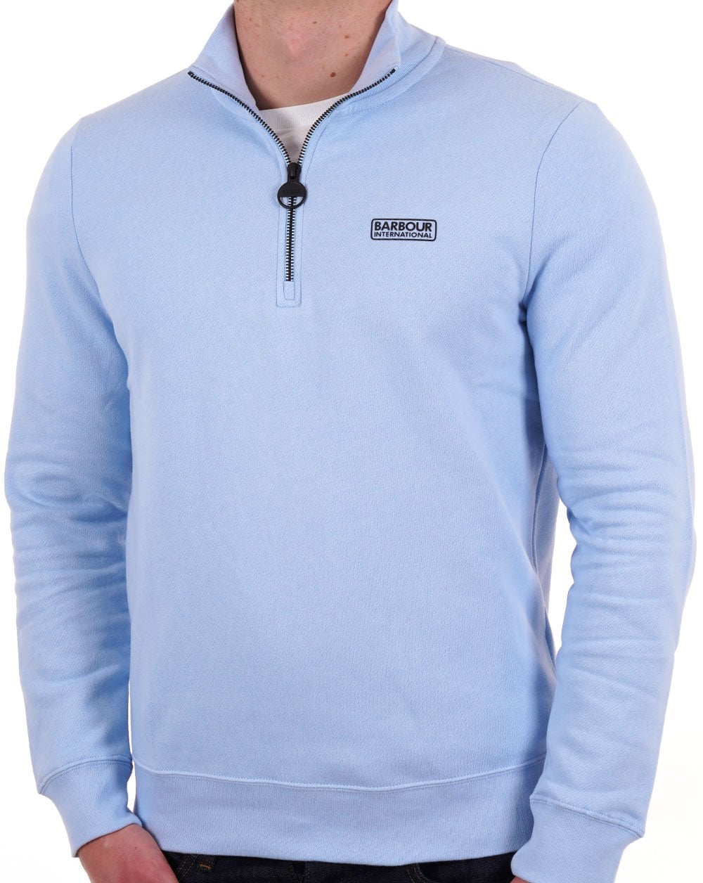 Barbour International Essential Half Zip Sweat Sky Blue