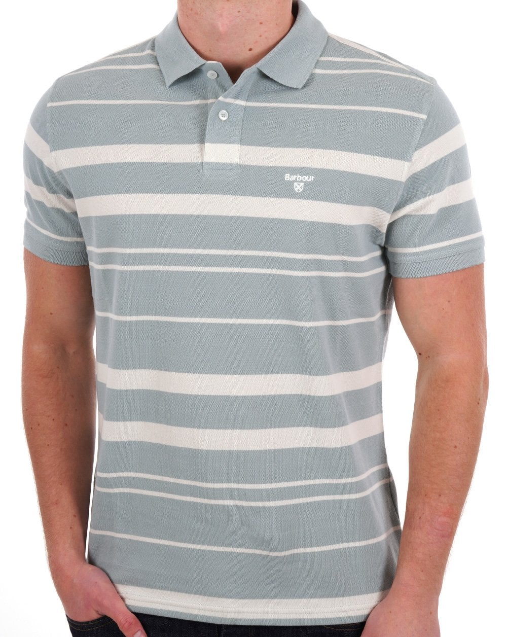 Barbour Striped Polo Shirt Blue Chalk