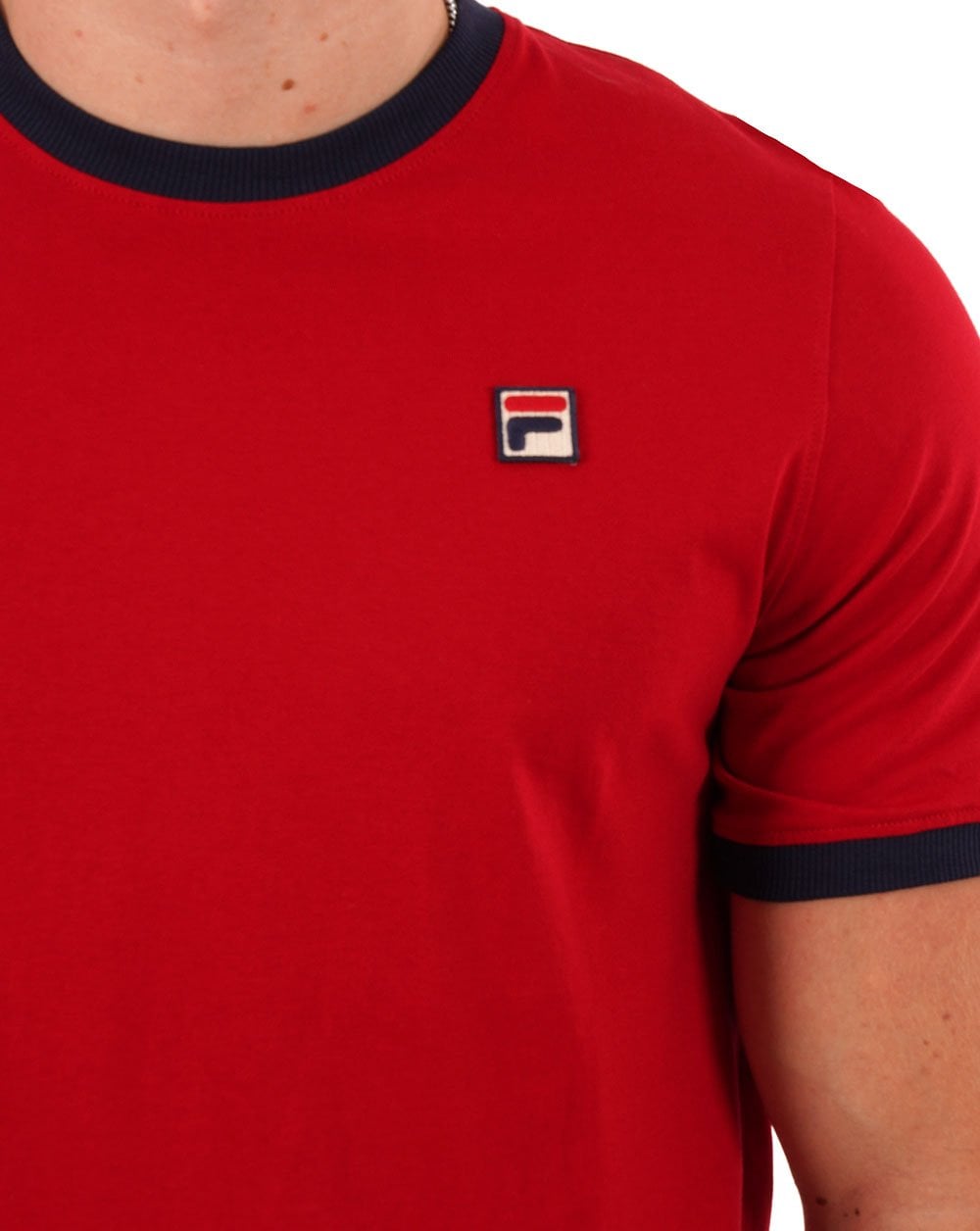 Fila Vintage Ringer T Shirt Dark Red/Navy