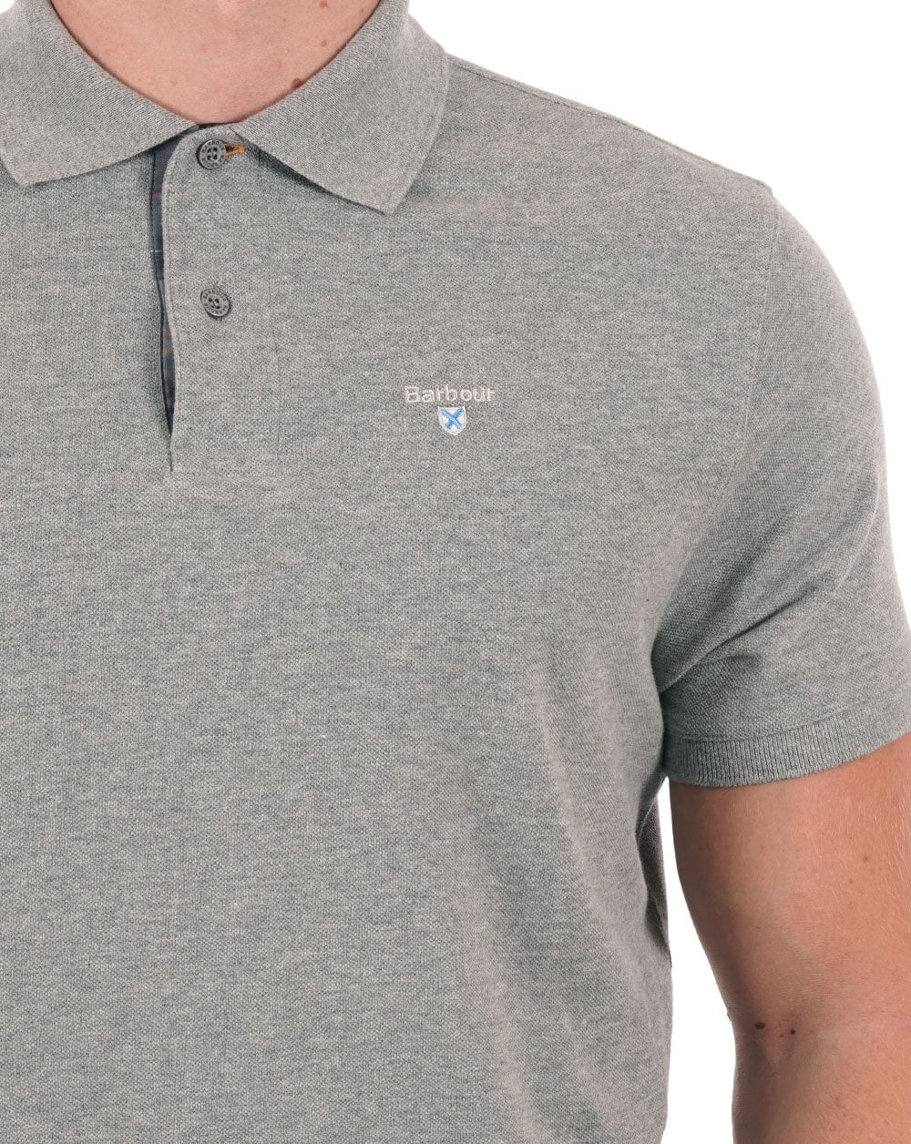 Barbour Tartan Pique Polo Grey Marl