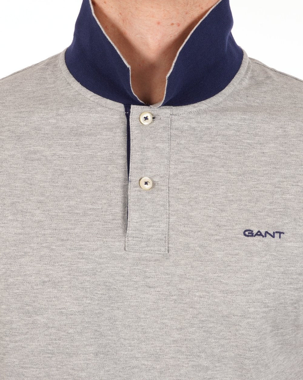 Gant Contrast Collar Polo Shirt Grey