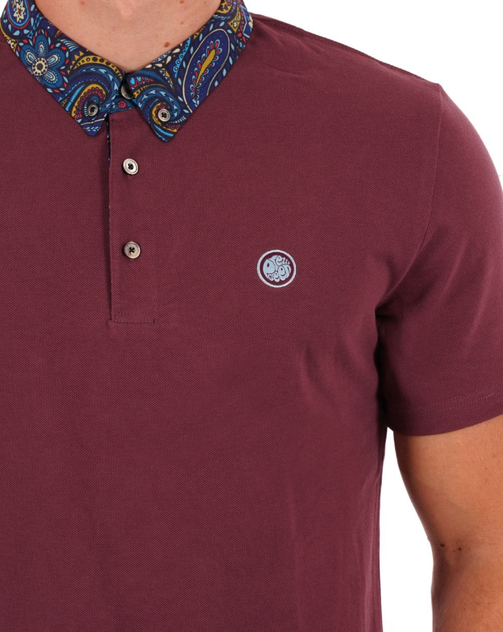 Pretty Green Marriot Paisley Collar Polo Purple