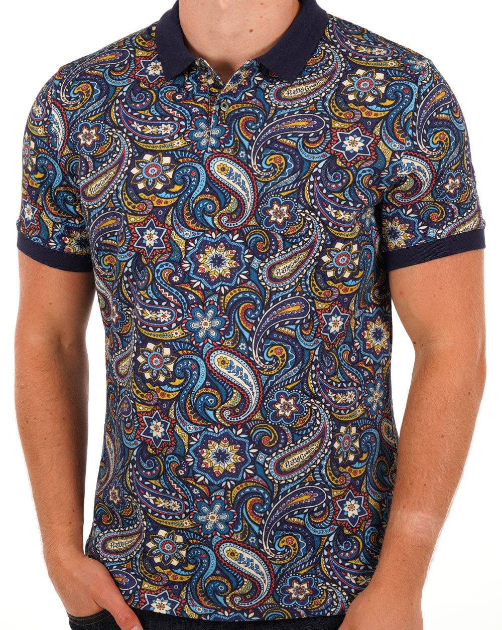 Pretty Green Marriot Paisley Polo Blue