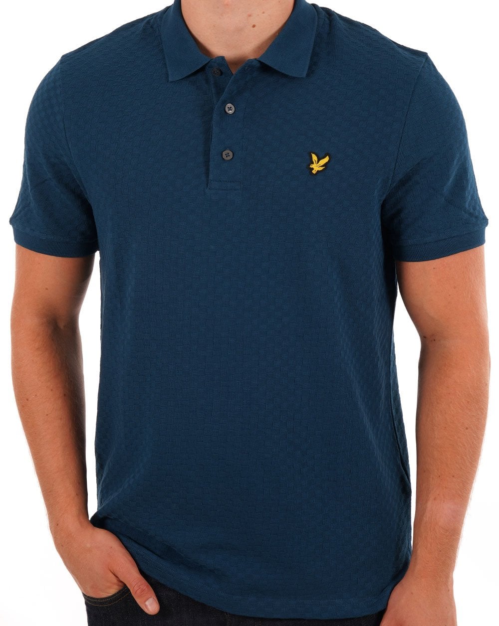 Lyle & Scott Grid Texture Polo Shirt Apres Navy