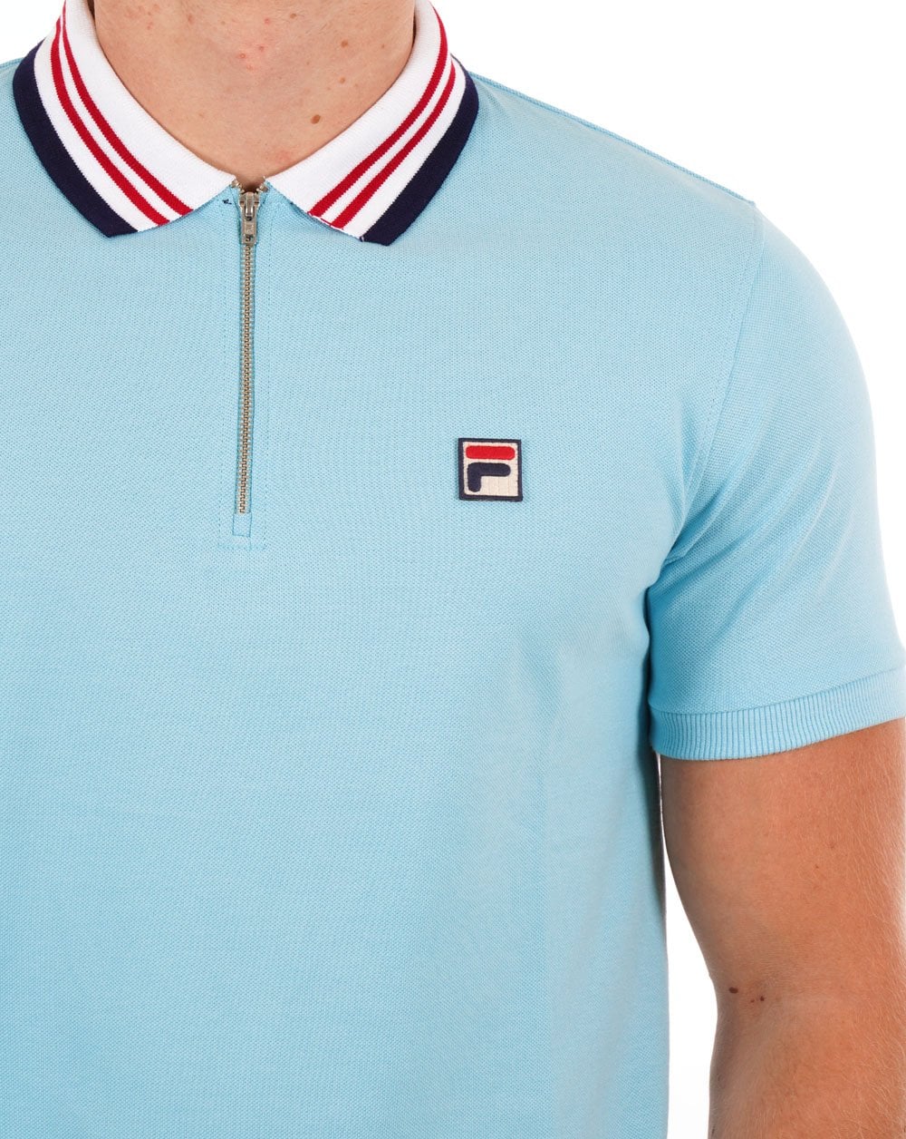 Fila Vintage Pietro Zip Polo Shirt Sky Blue