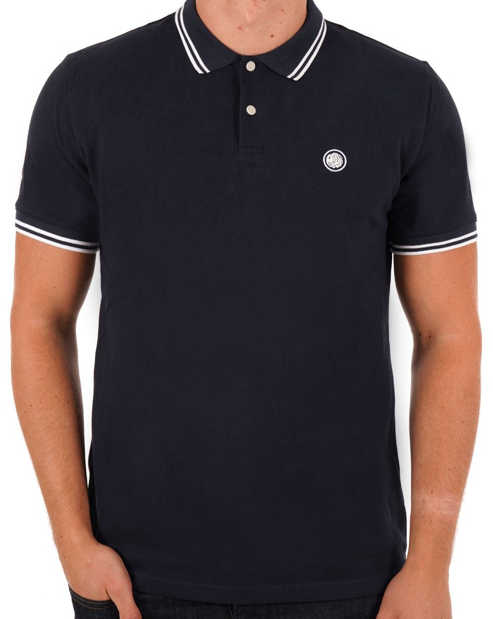 Pretty Green Barton Short Sleeve Polo Shirt Navy/white