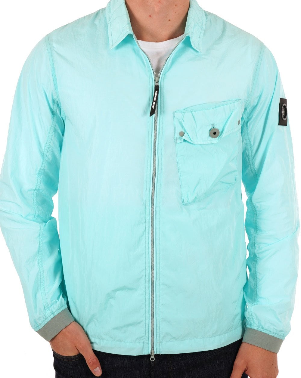 Marshall Artist Krinkle Nylon Pocket Overshirt Cyan