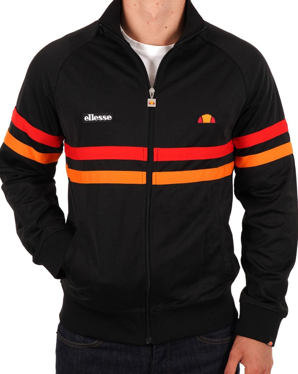 Ellesse Rimini Track Top Black Red Orange