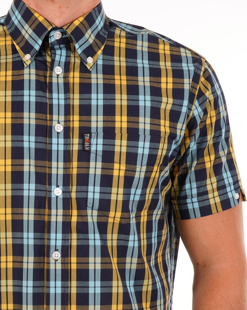 Trojan Check S/S Shirt Navy