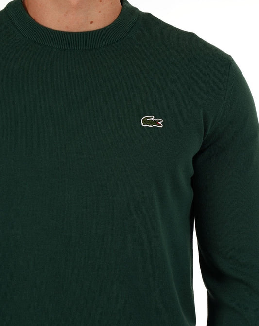Lacoste Lacoste Crew Neck Knit Jumper Deep Green
