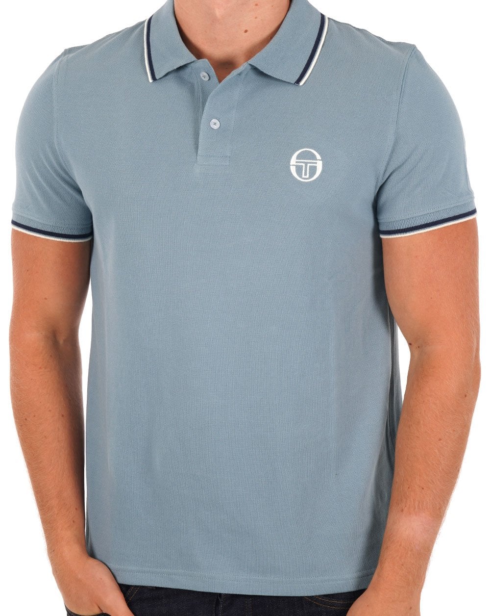 Sergio Tacchini Tipped Polo Shirt Dusky Blue