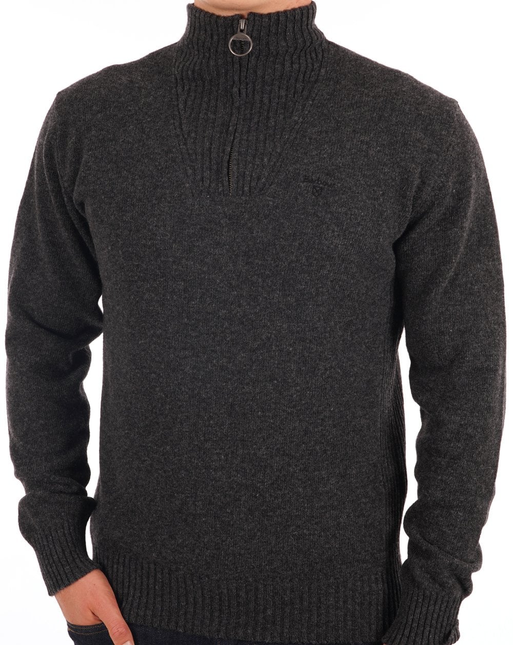 Barbour Lambswool Half Zip Charcoal Grey