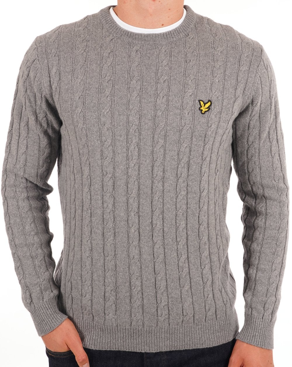 Lyle And Scott Cable Jumper Mid Grey Marl