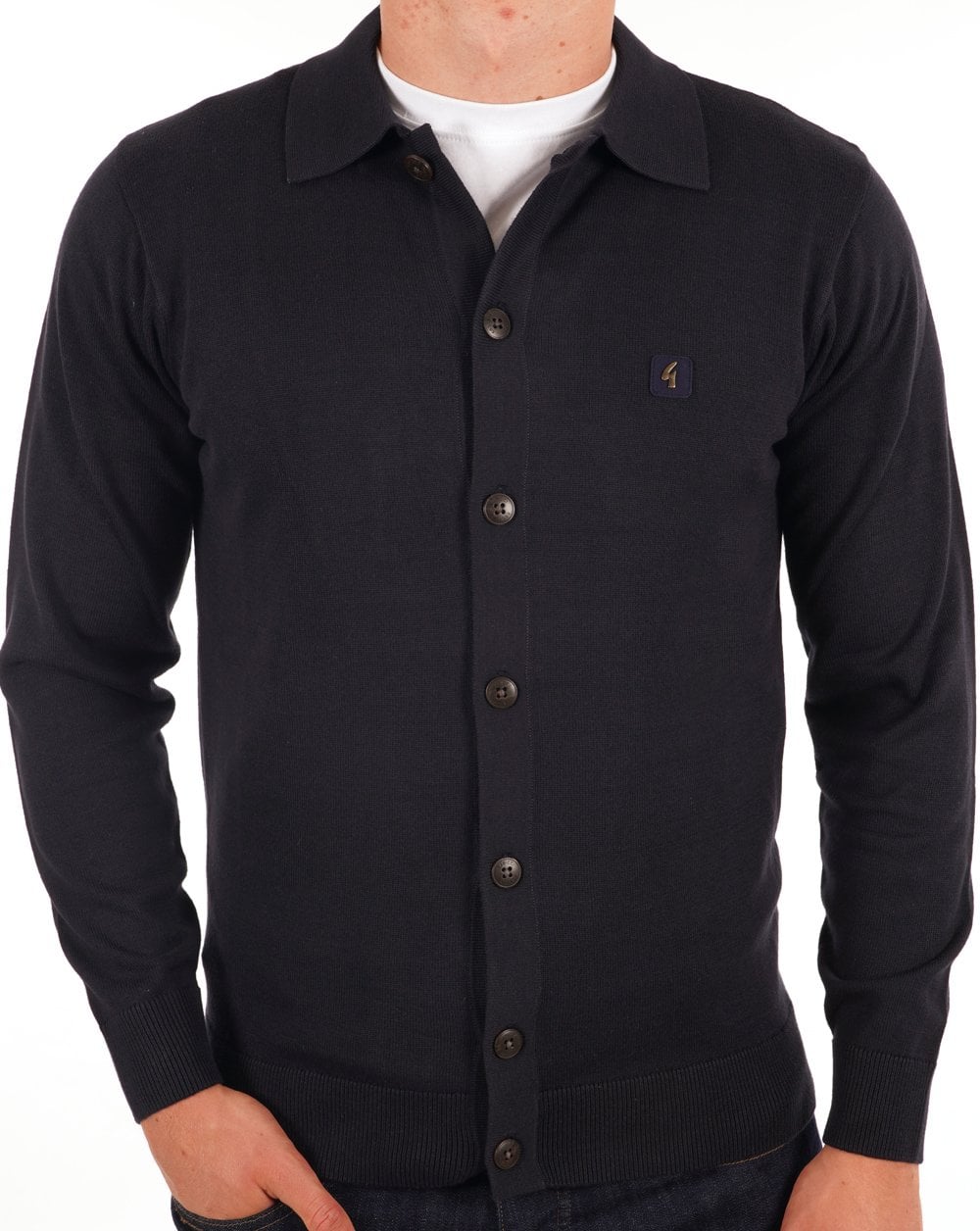 Gabicci Vintage Azima Full Button Polo Navy