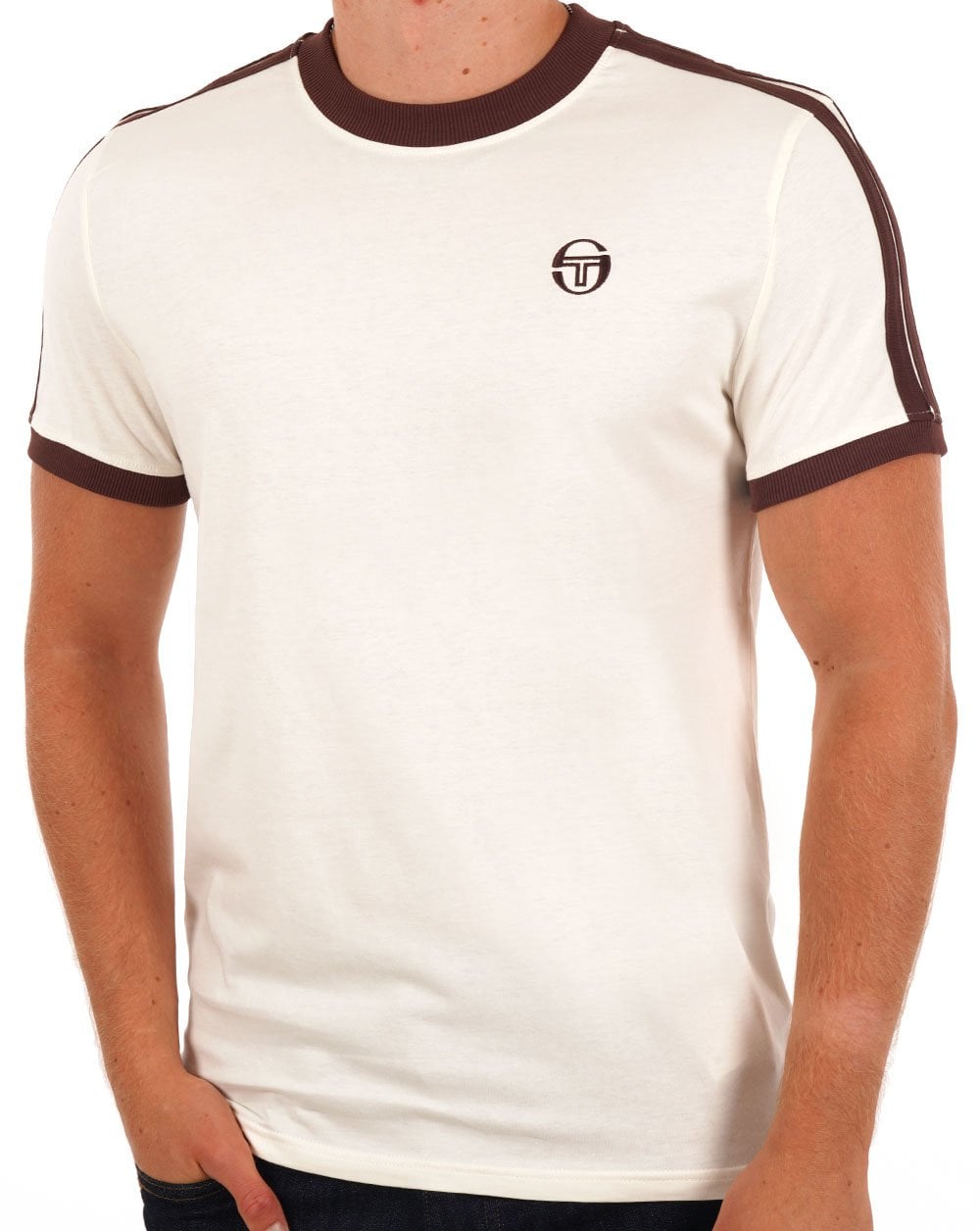 Sergio Tacchini Retro T Shirt Cream / Brown
