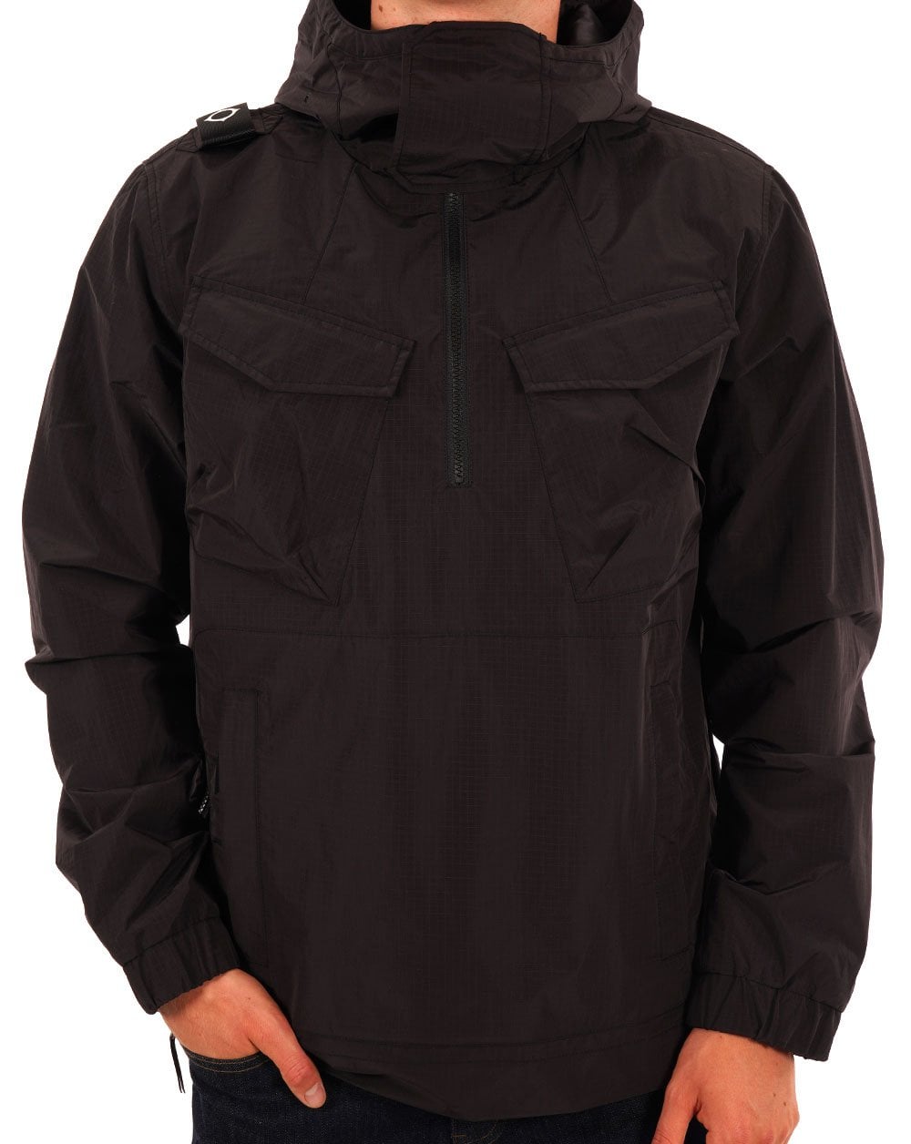 Ma.strum Nylon Grid Smock Black