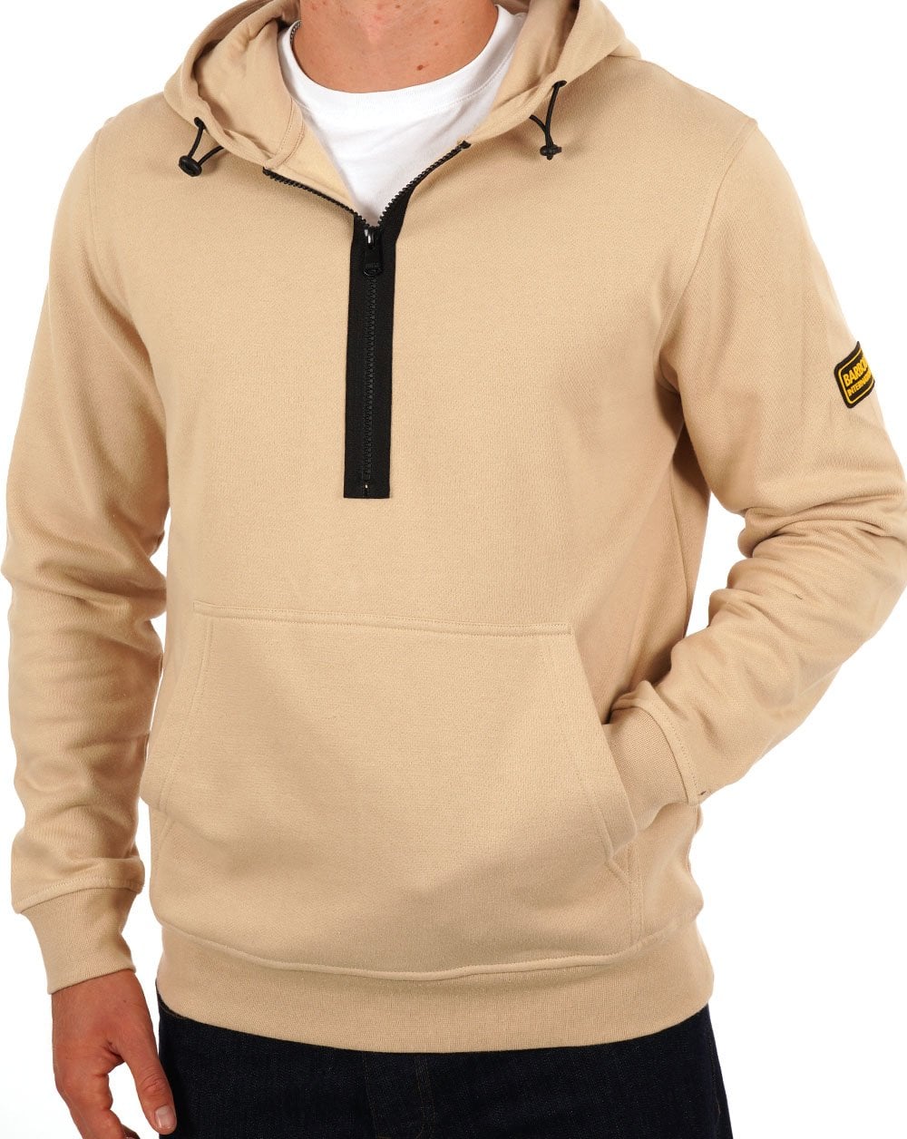Barbour International Badge Half Zip Hoody Light Stone
