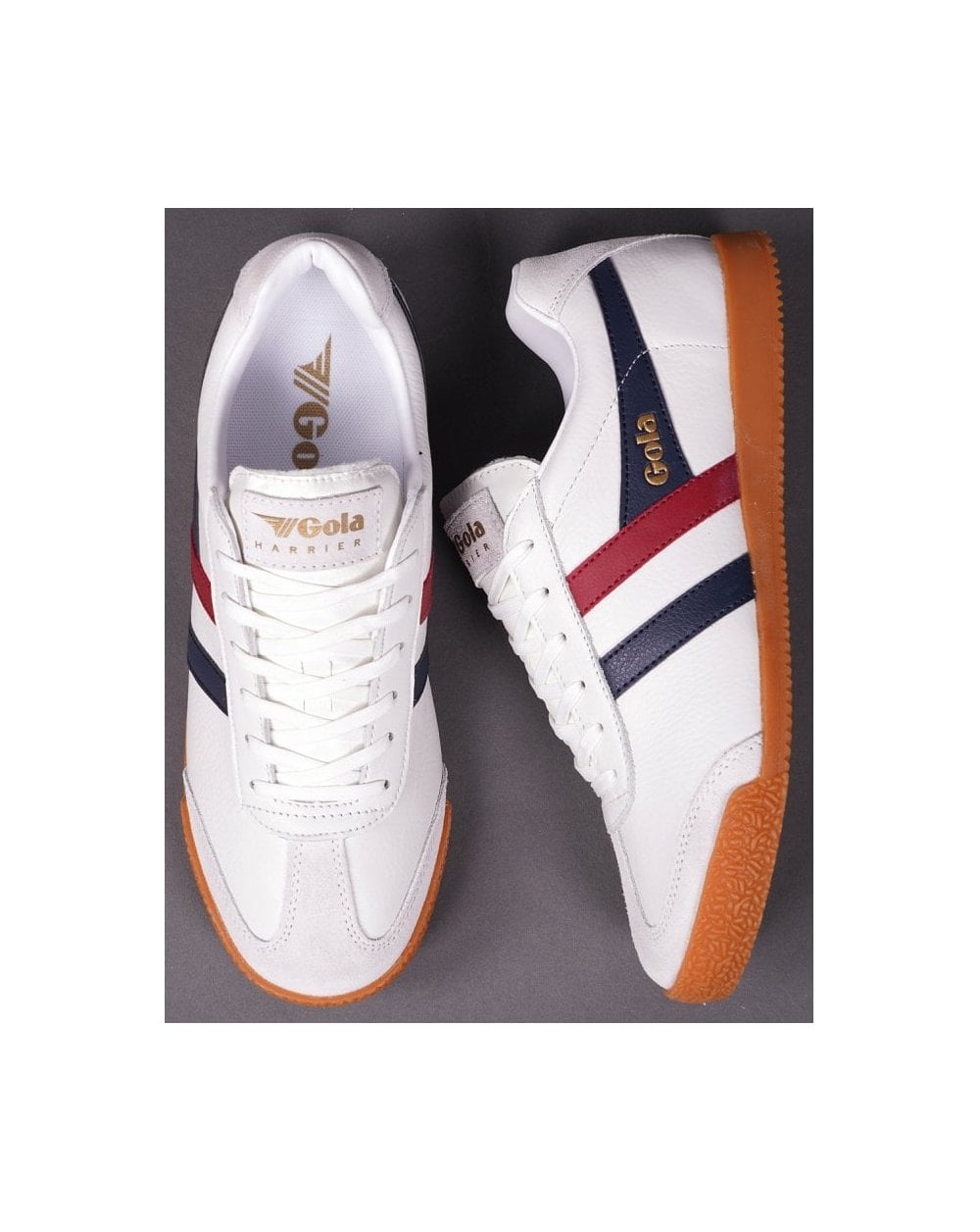 Gola Harrier Leather Trainer White / Navy / Red