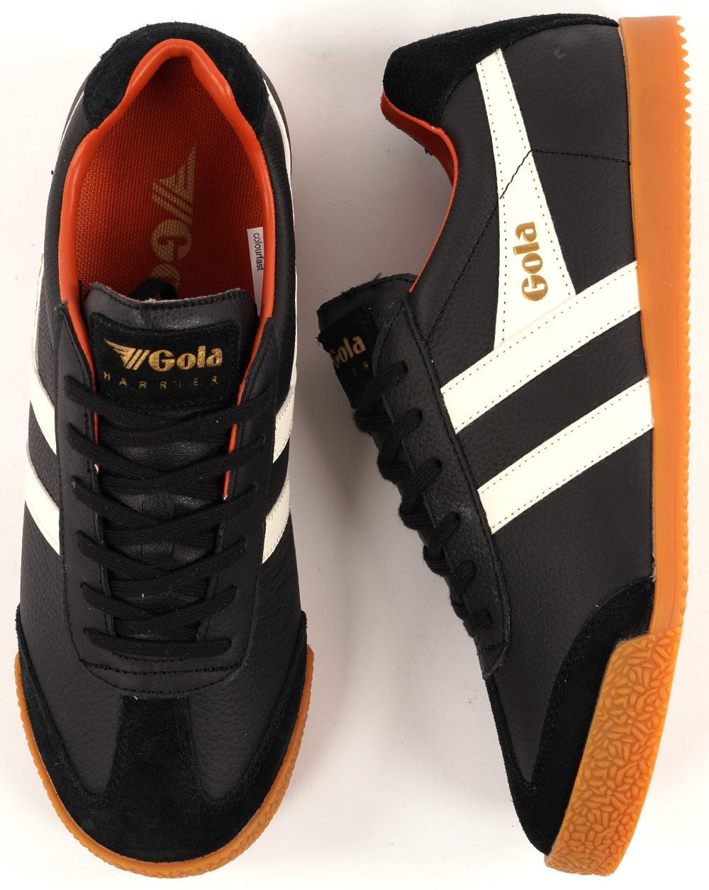 Gola Harrier Leather Trainer Black / White / Orange