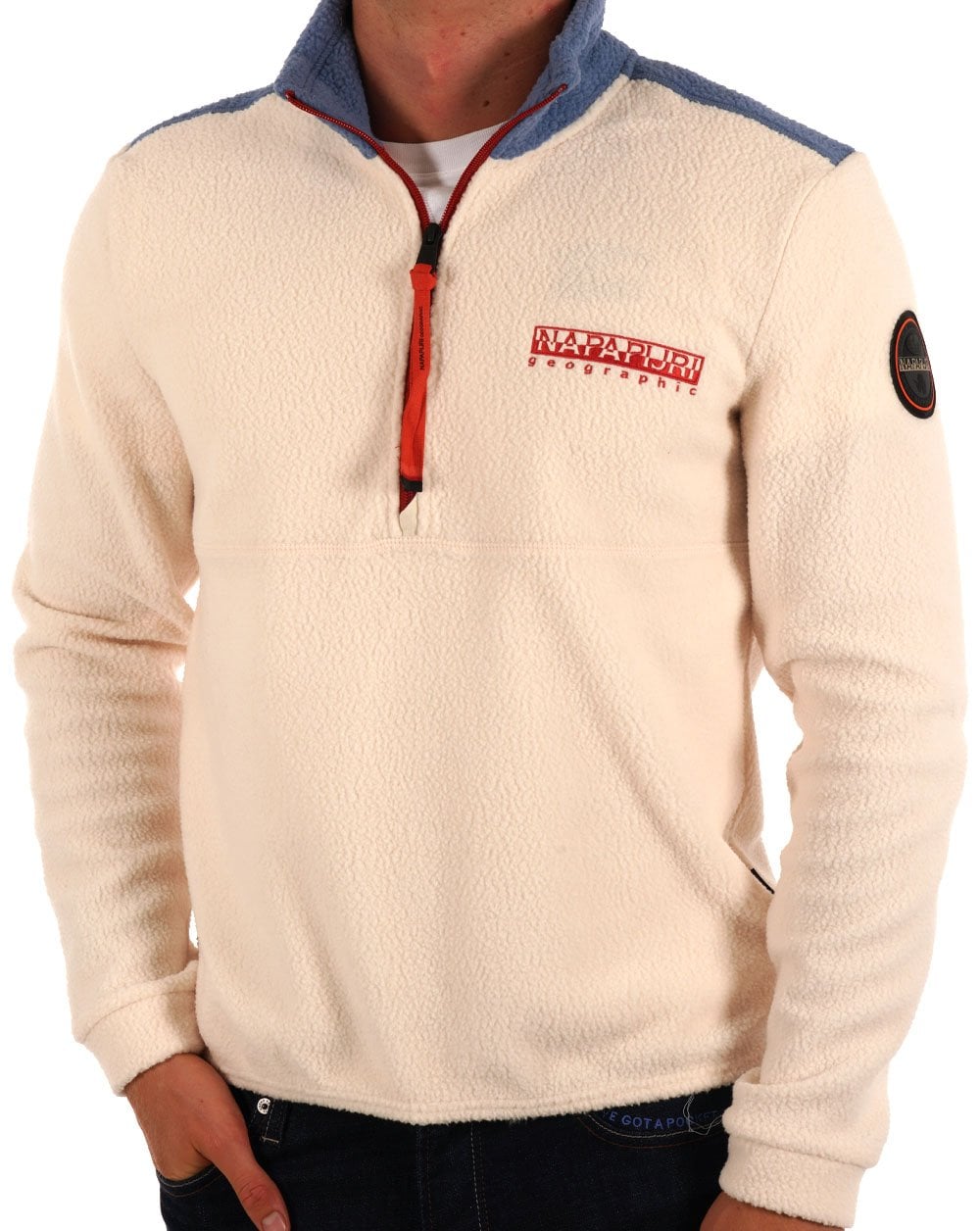 Napapijri Anderby Half Zip Fleece Ecru