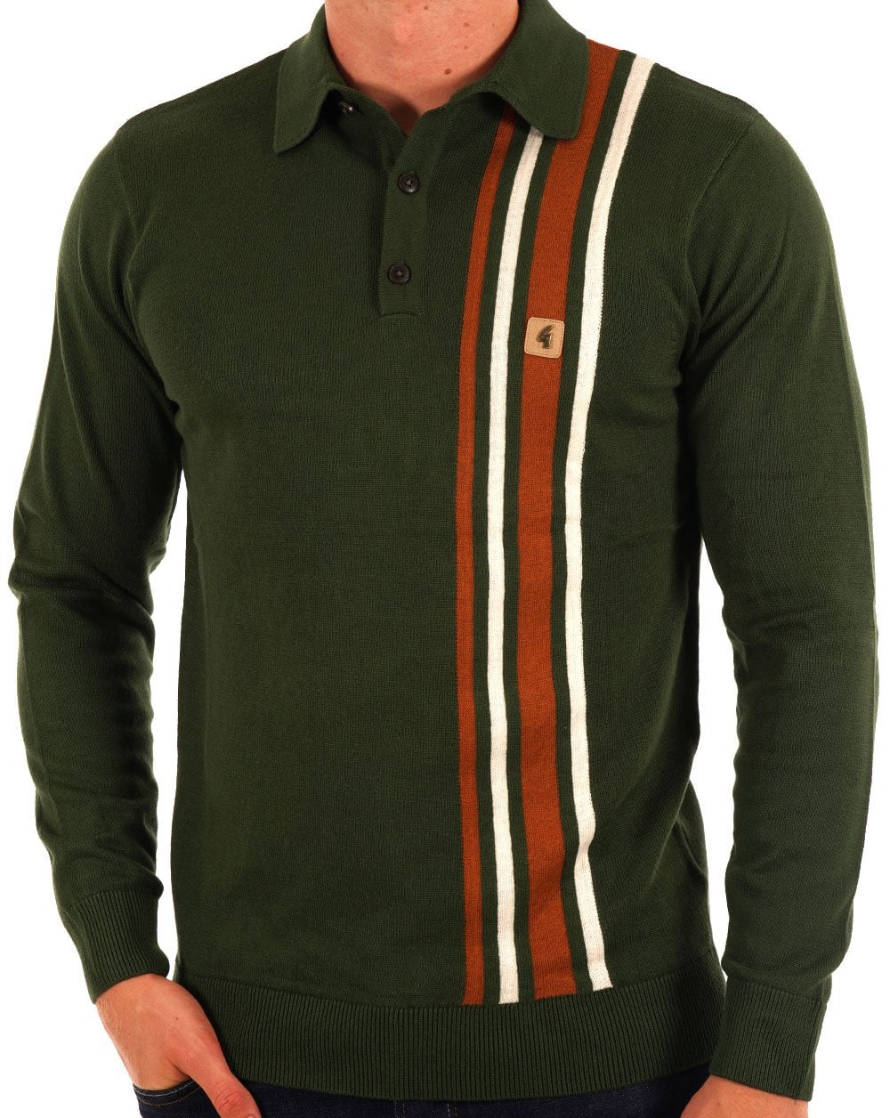 Gabicci Vintage Soda LS Knit Polo Forest
