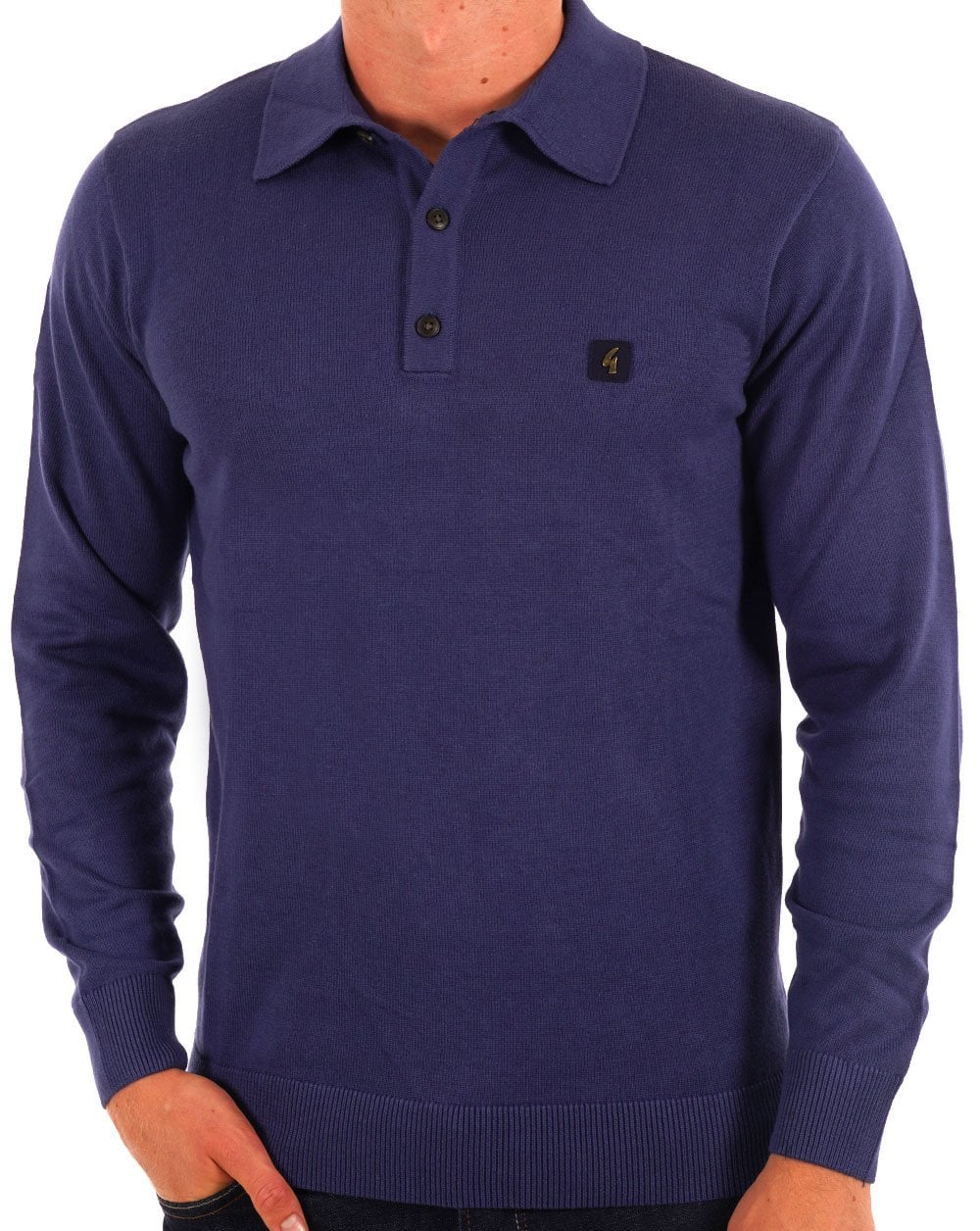 Gabicci Vintage Francesco LS Knitted Polo Insignia Blue