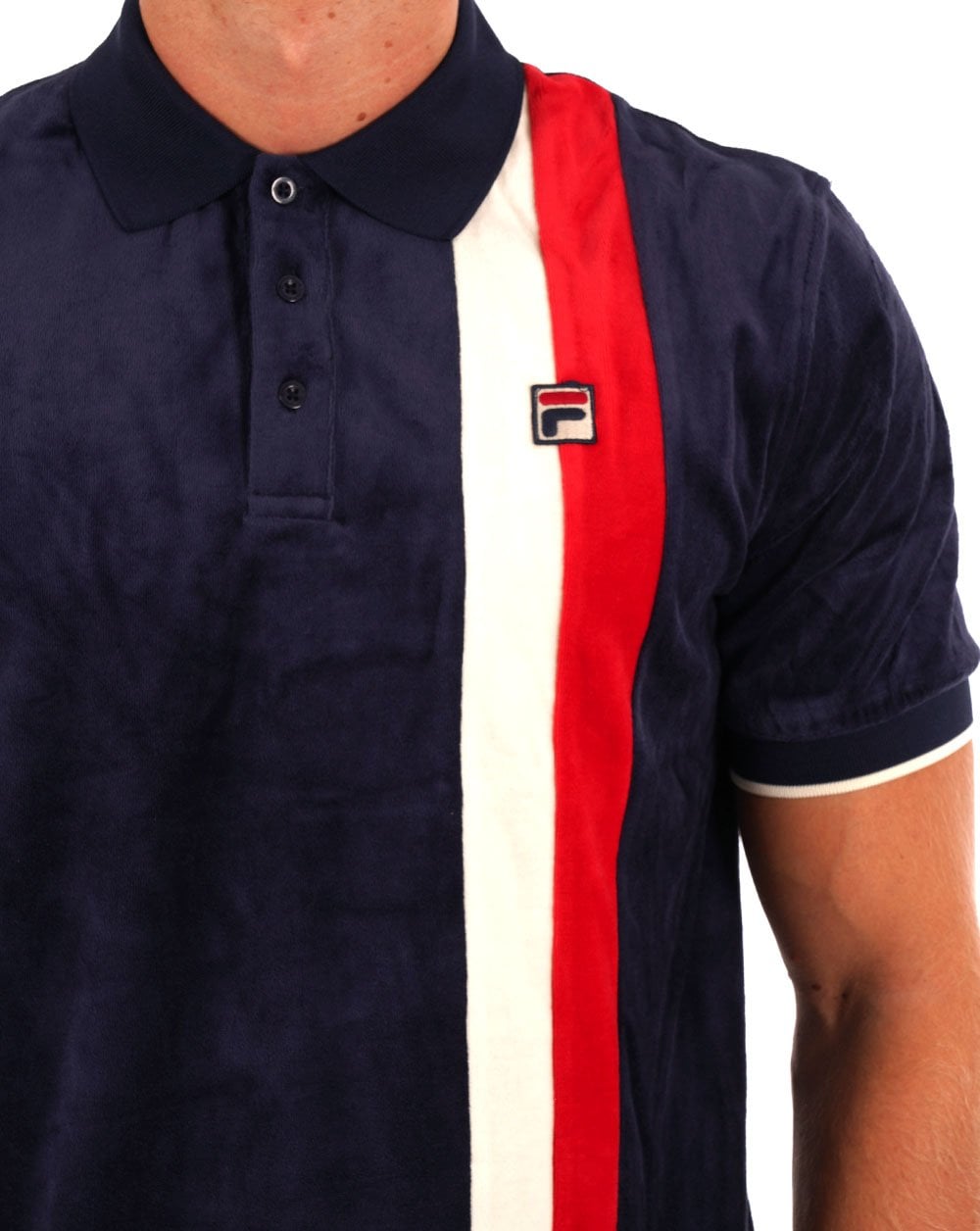 Fila Vintage Terra Velour Polo Shirt Navy