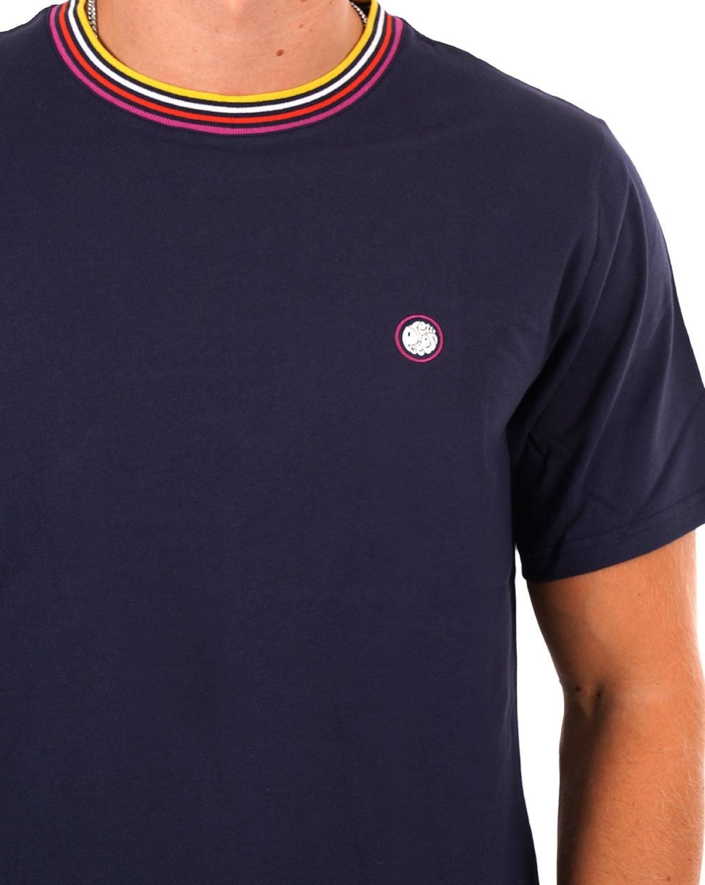 Pretty Green Hollen Rib Stripe T-shirt Blue