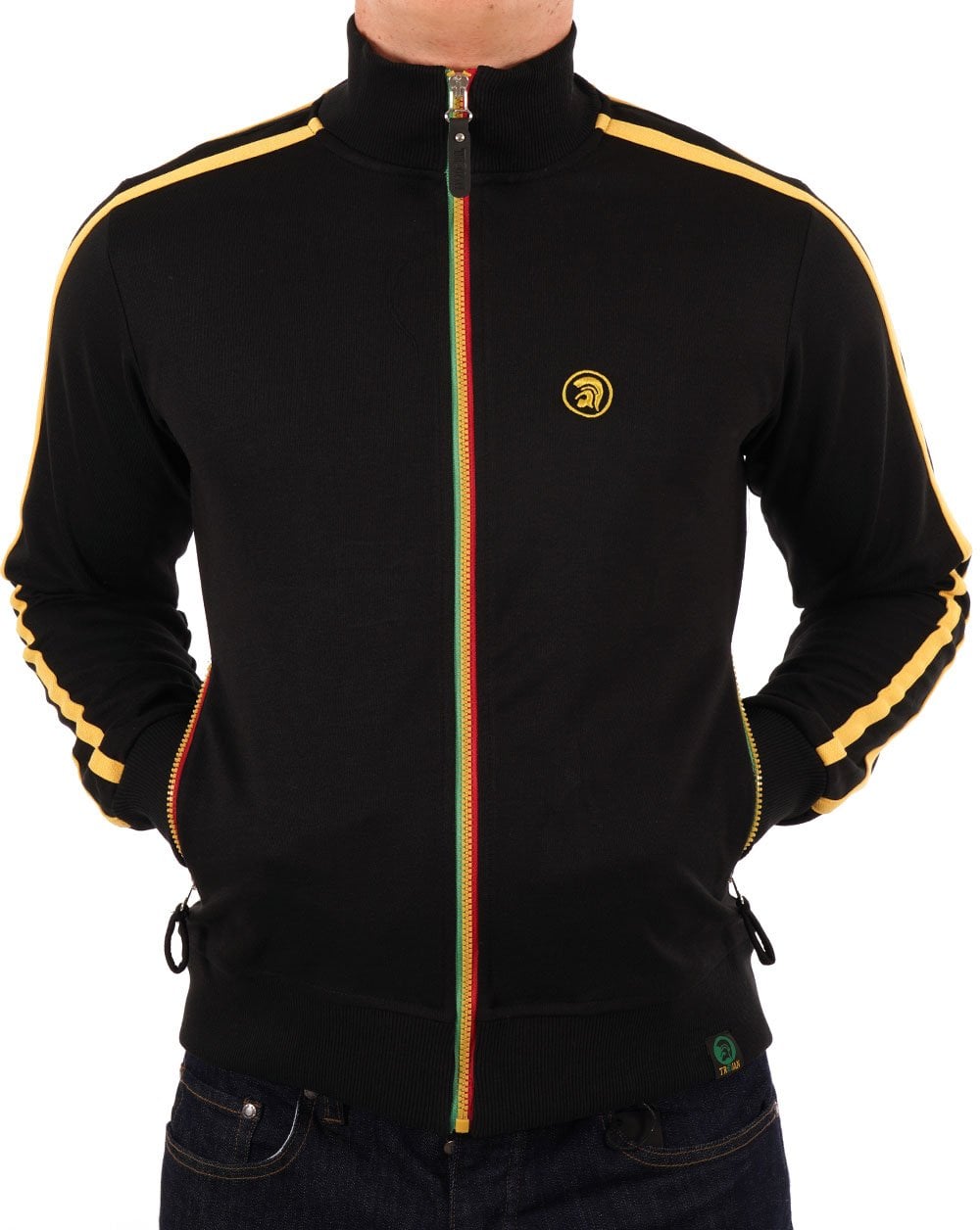 Trojan Twin Stripe Contrast Zip Track Top Black