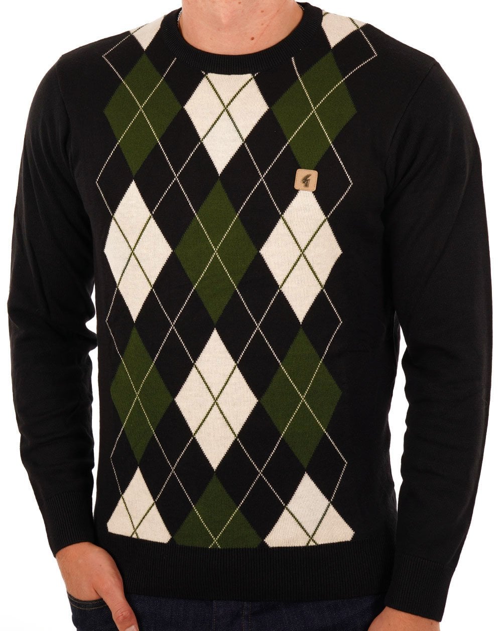 Gabicci Vintage Lang Argyle knit Black