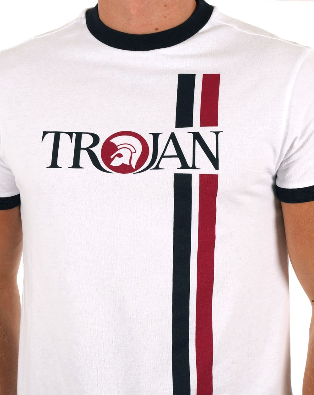 Trojan Twin Stripe Logo T-shirt White