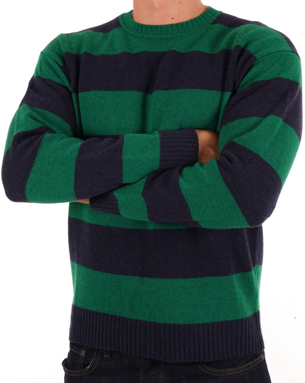 Benetton Stripe Jumper Navy/Green