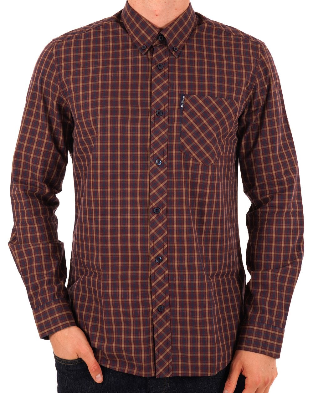 Ben Sherman House Check Shirt Aubergine