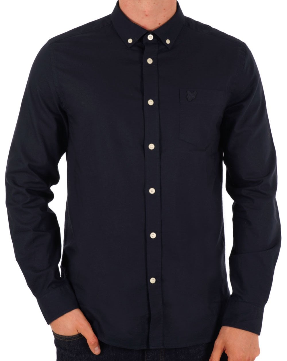 Lyle & Scott Tonal Eagle Lightweight Oxford Shirt Dark Navy