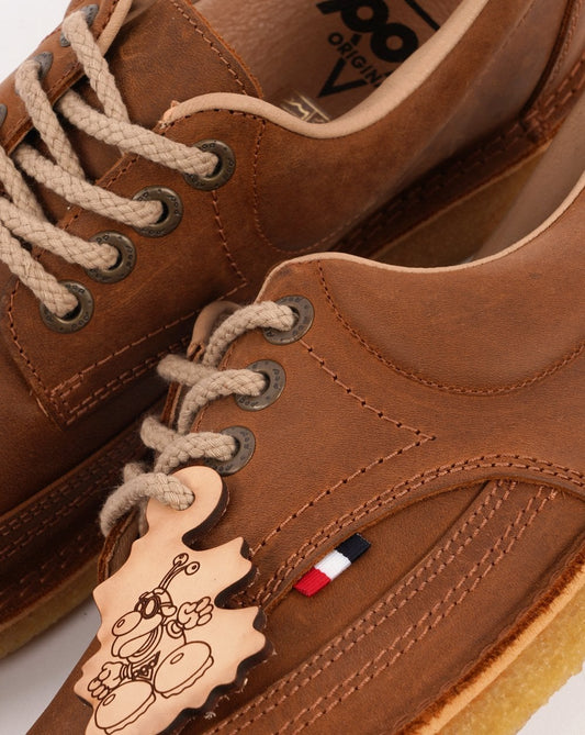 POD Pod Bolan Oiled Leather Shoe Chestnut