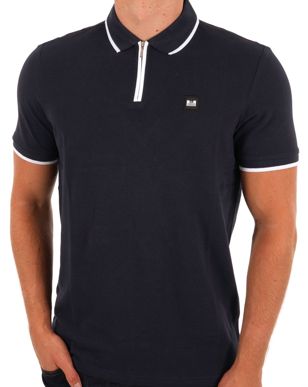 Weekend Offender Zip Polo Shirt Navy