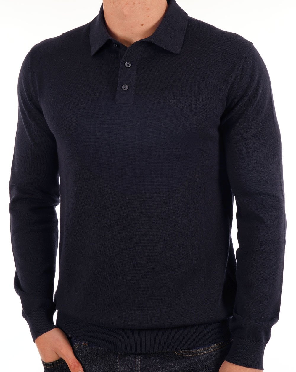 Barbour Bassington Knitted LS Polo Dark Navy