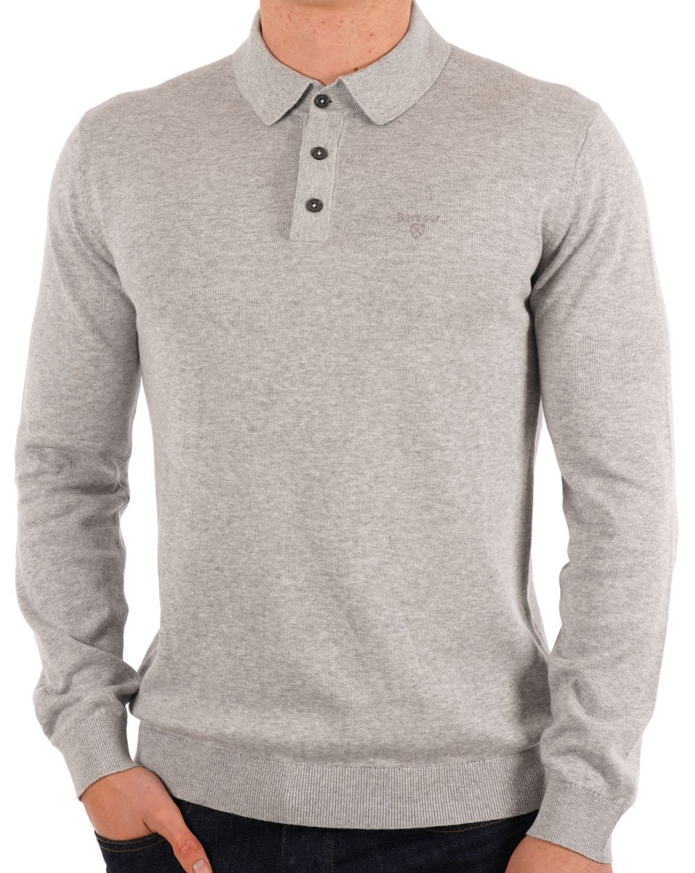 Barbour Bassington Knitted LS Polo Grey Marl