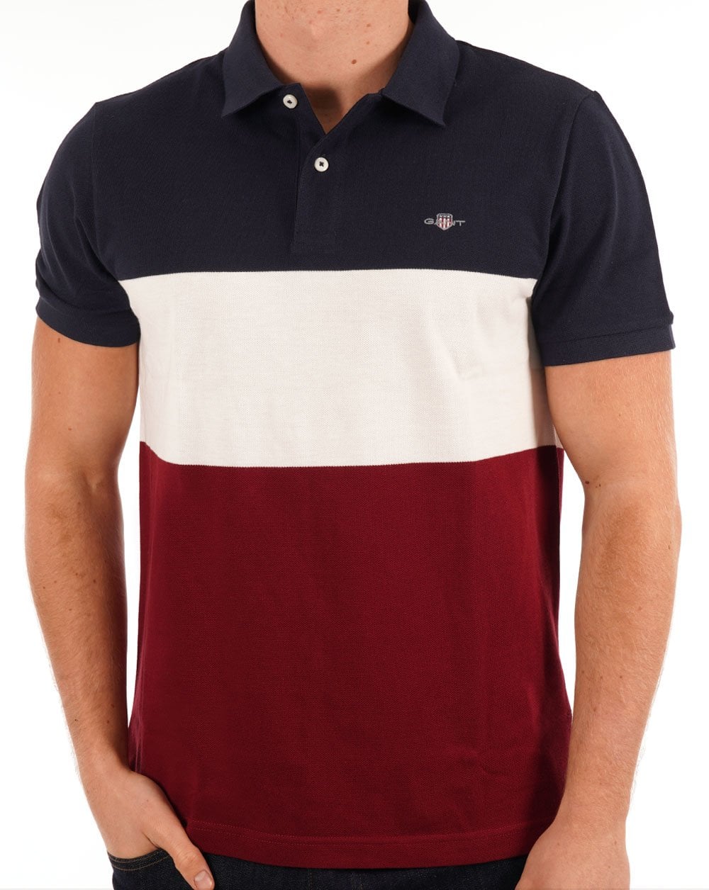 Gant Block Stripe Rugger Polo Navy Blue