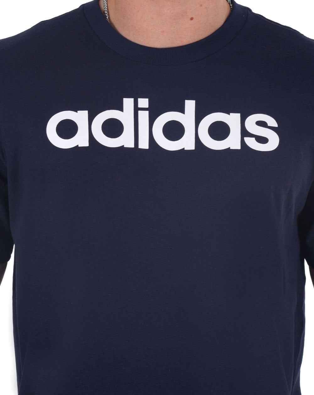 Adidas Linear Logo T Shirt Navy/White