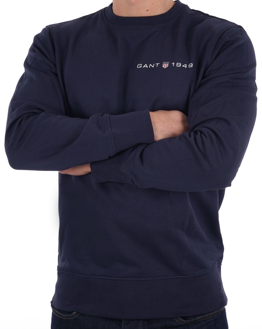 Gant Printed Graphic Crew Neck Sweatshirt Navy Blue