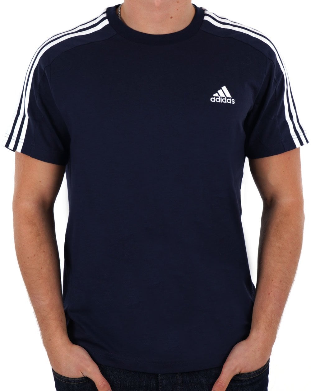Adidas 3 Stripes Sports T-Shirt Navy/White