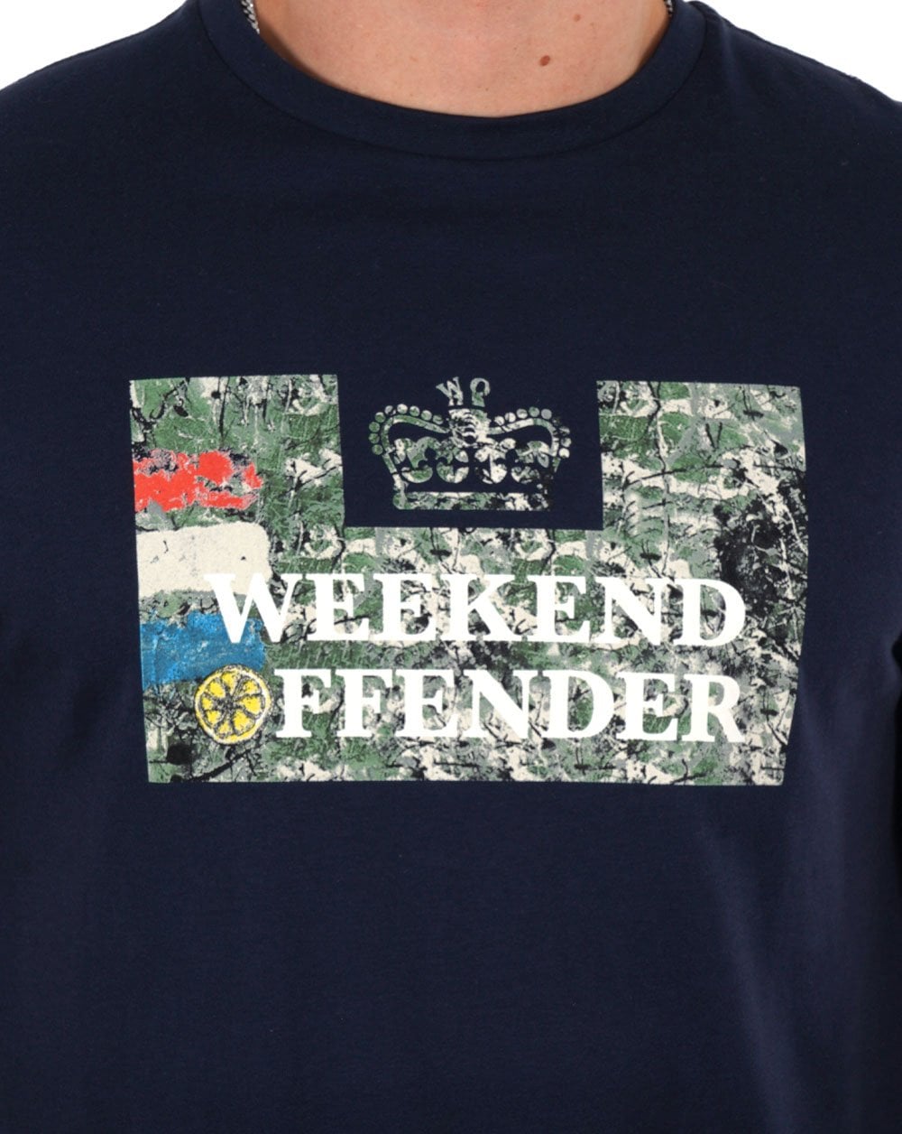 Weekend Offender Roses T-shirt Navy