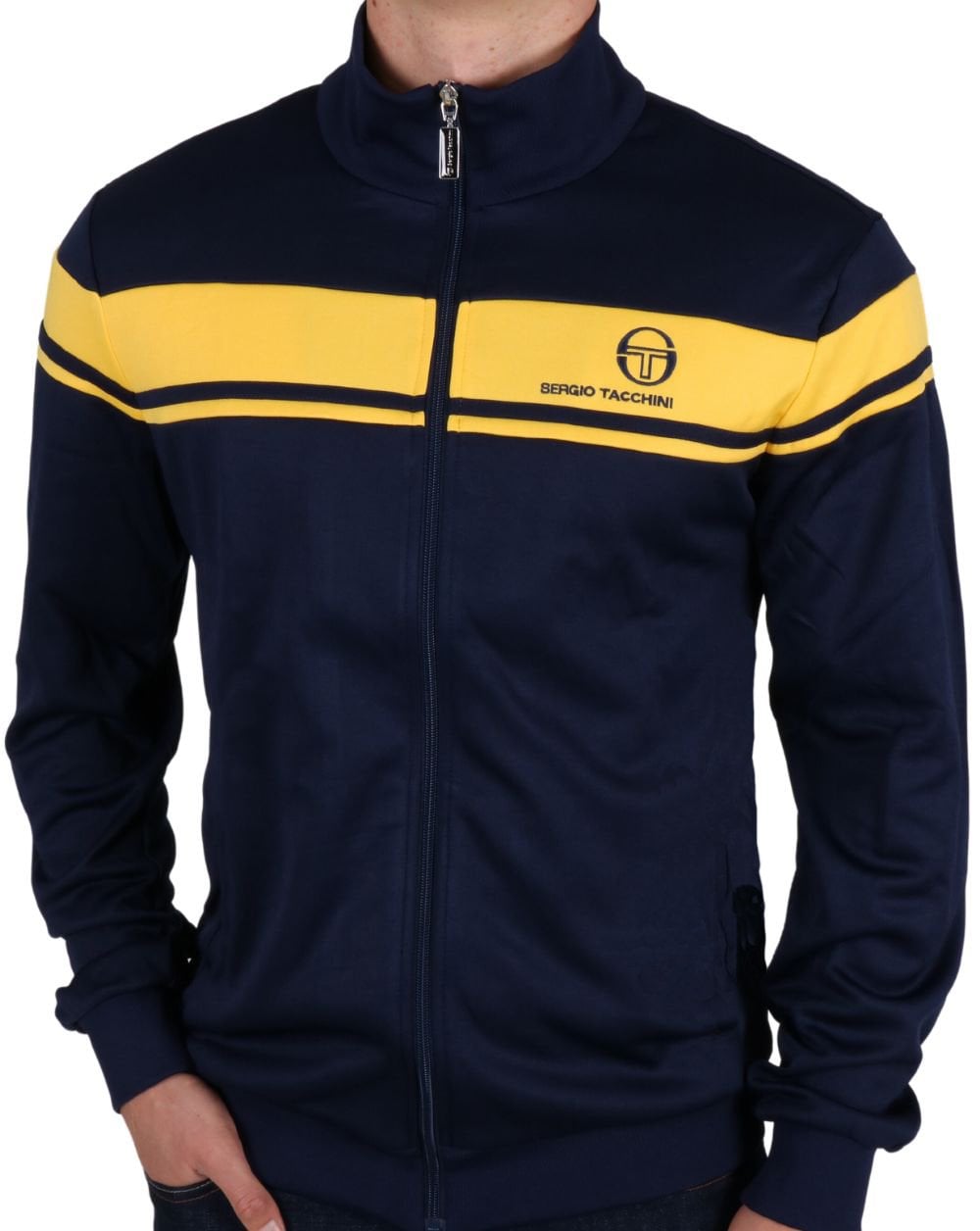 Veste Vintage Sergio Tacchini Années 80 - Taille 48 - Bleu - Made In Italy (Acétate)