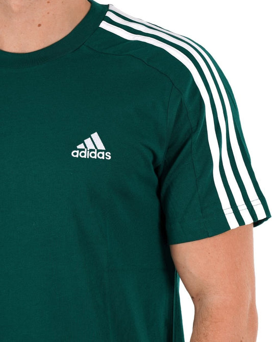 adidas Adidas 3 Stripes Sports Tee Collegiate Green/White